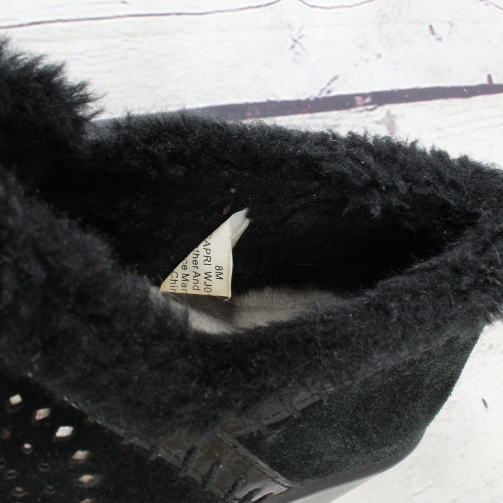 J-41 Adventure Crew Black Suede Faux Fur Lined Heeled Clog Shoe Size 8 M - Picture 7 of 9